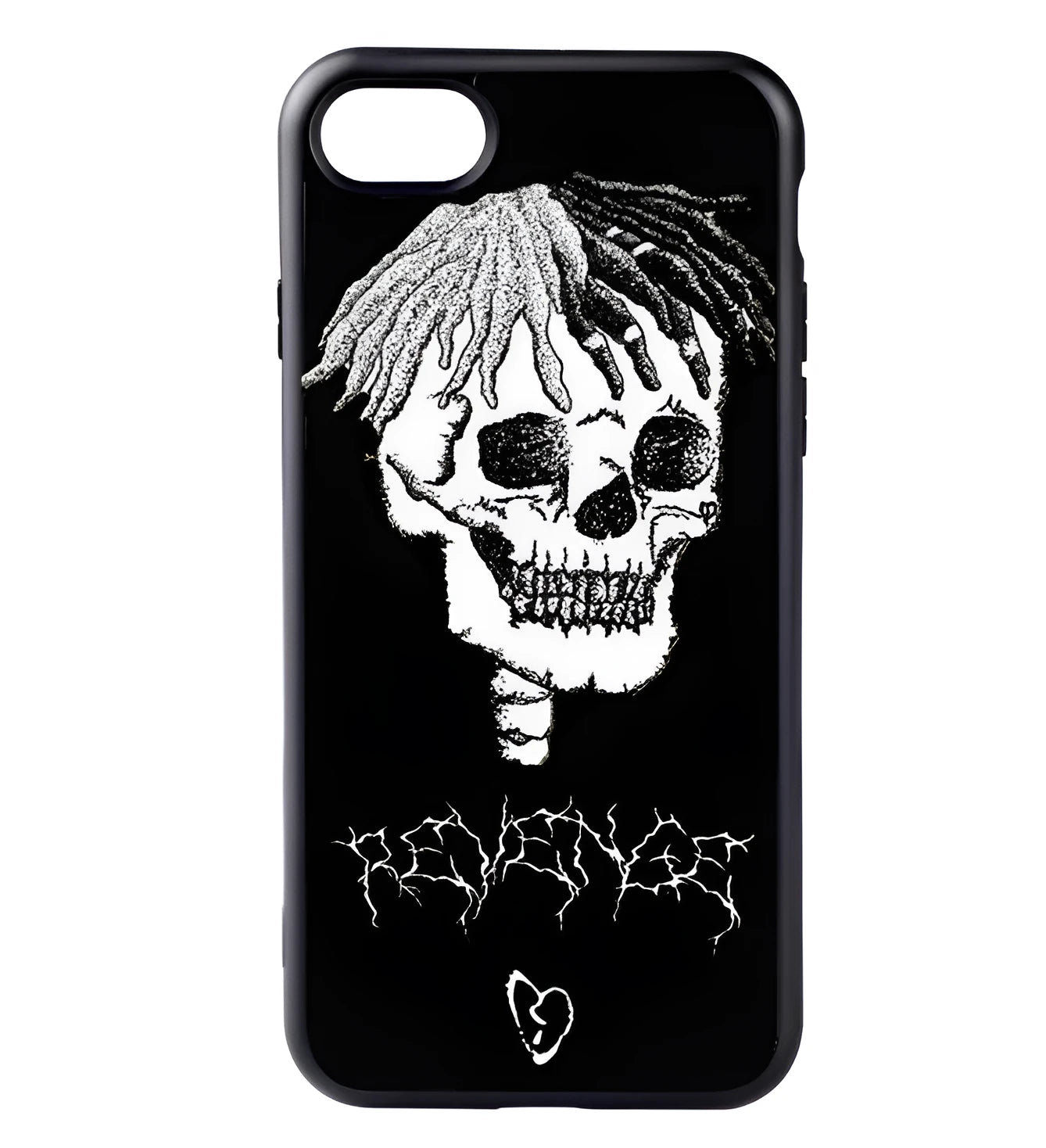 XXTentacion graphic design on a transparent matte iPhone case showing half-wrapped sides.