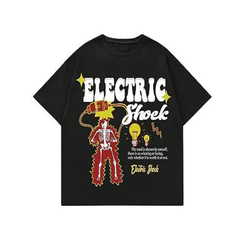 Printed men's street short-sleeved sports t-shirt with digital pattern design
