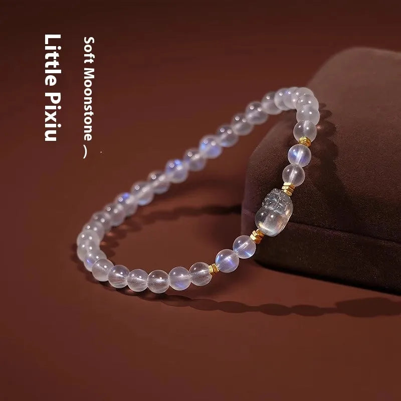 Blue light moonstone women's bracelet with zodiac animal design in national style
