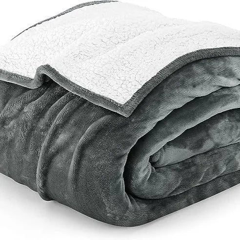 Gray double multi-function adjustable heat electric blanket on bed, cotton material, 130x180cm size