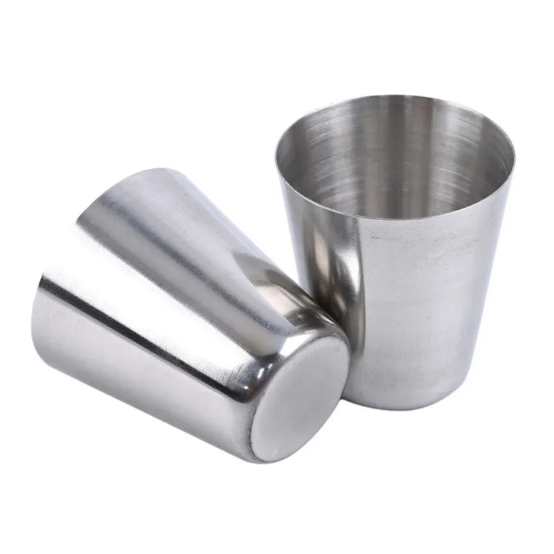 30 ml stainless steel wine glass set with silver finish and PU leather cup holder for outdoor carry