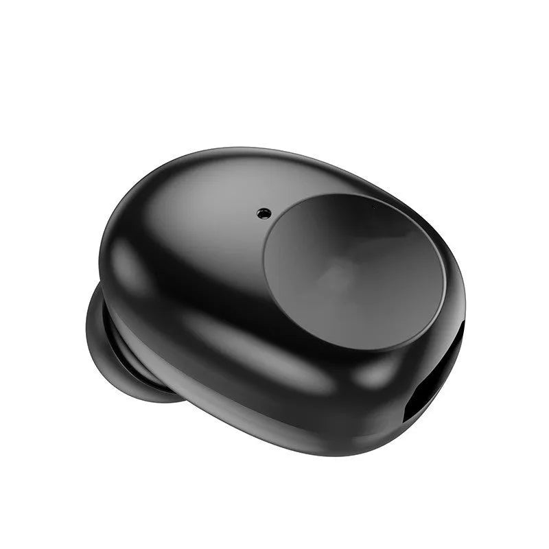 Mini unilateral Bluetooth headset in black, ABS material, 26x17x24mm size, with power display