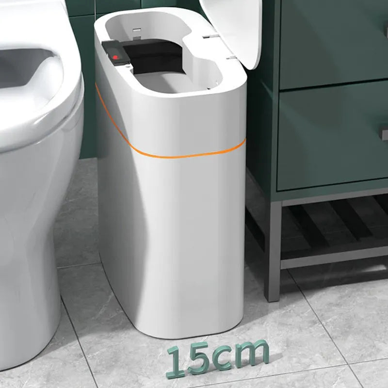 Smart induction trash can 16L white ABS automatic lid dustbin with sensor