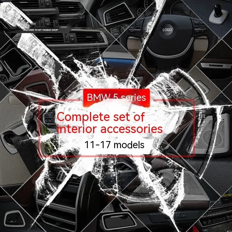 Four ABS stainless steel decorative frame bars for BMW 5 Series F10/F11 interior door handles.