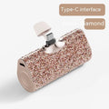 Diamond-embedded capsule emergency power bank 79x49x29mm with plastic shell and diamond decoration