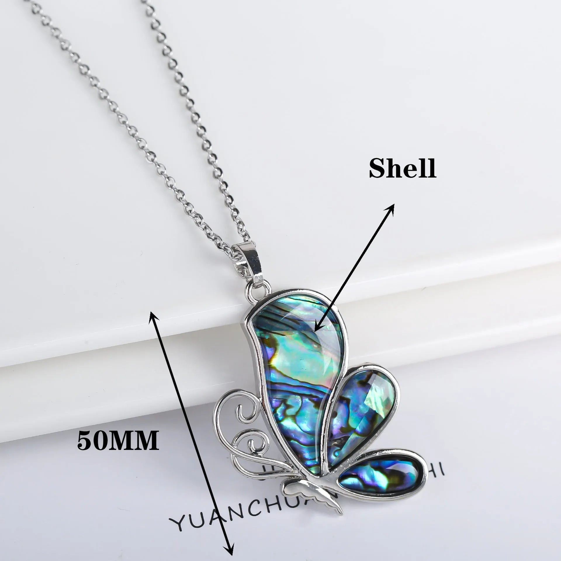 Copper animal zodiac pendant necklace with inlaid abalone shell, butterfly and dragonfly designs, four style options