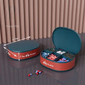 Small 6-grid pill case in dark blue or pink, PP-ABS plastic with silicone ring and double lock
