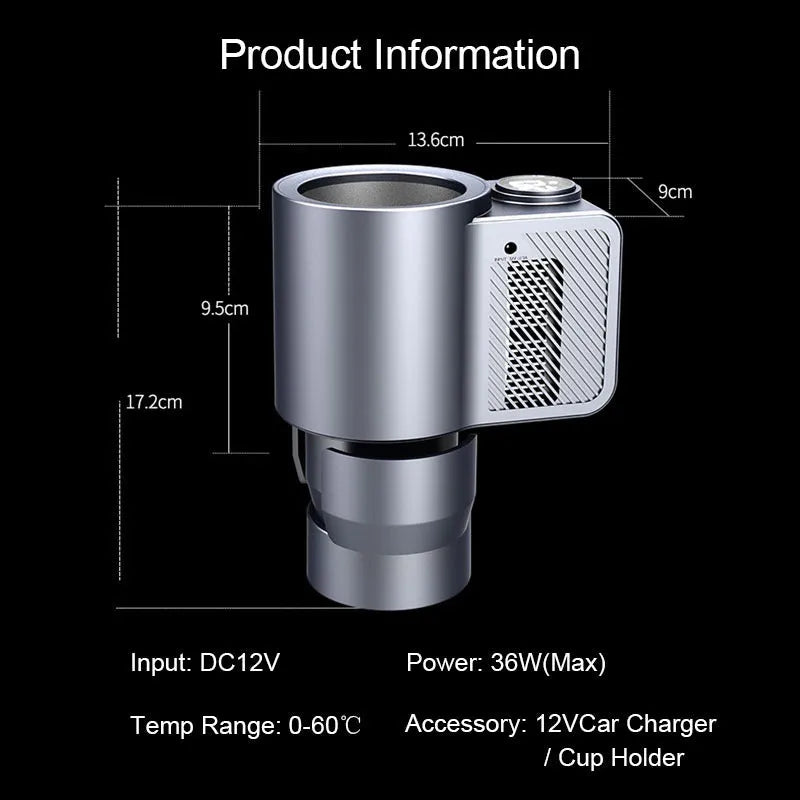 Smart 2-in-1 car heating cooling cup with aviation aluminium liner, 5L capacity, standard style, on a table