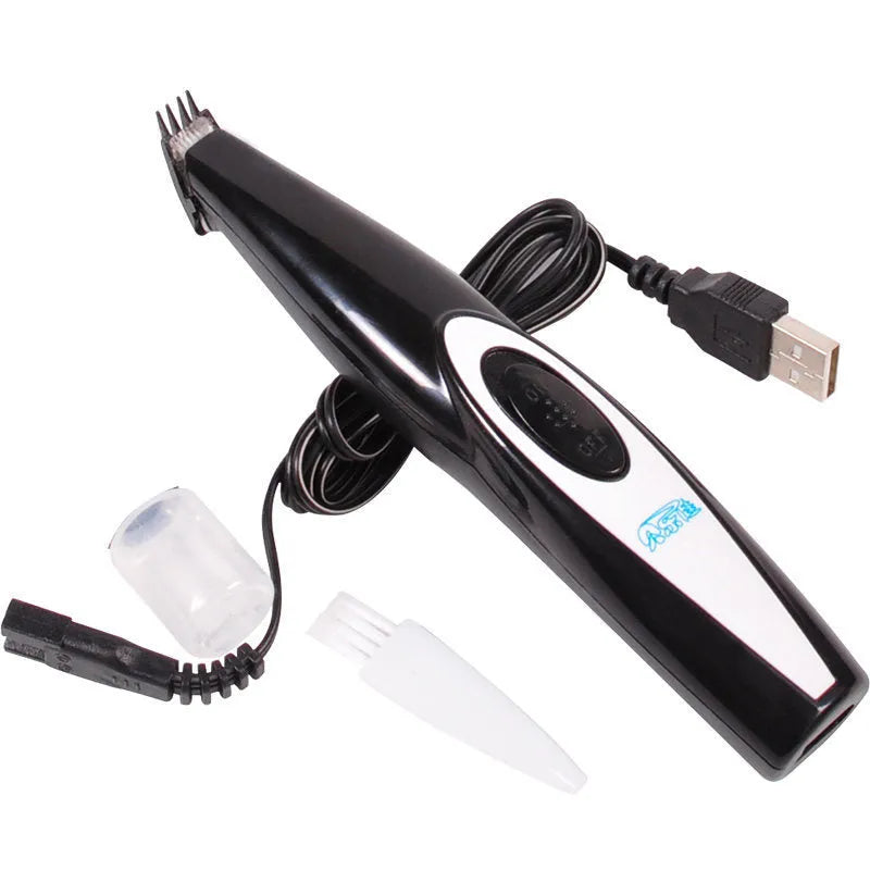 USB rechargeable pet grooming clipper with stainless steel and ceramic cutters for cats and dogs, 16 x 3 x 2.8 cm, black