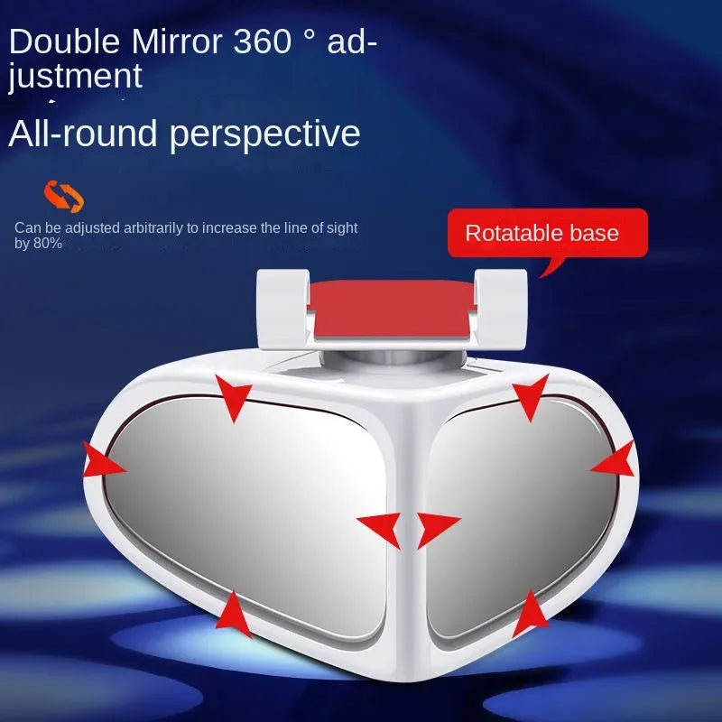 Small round adjustable car reversing mirror with adhesive back, shown in various colours.
