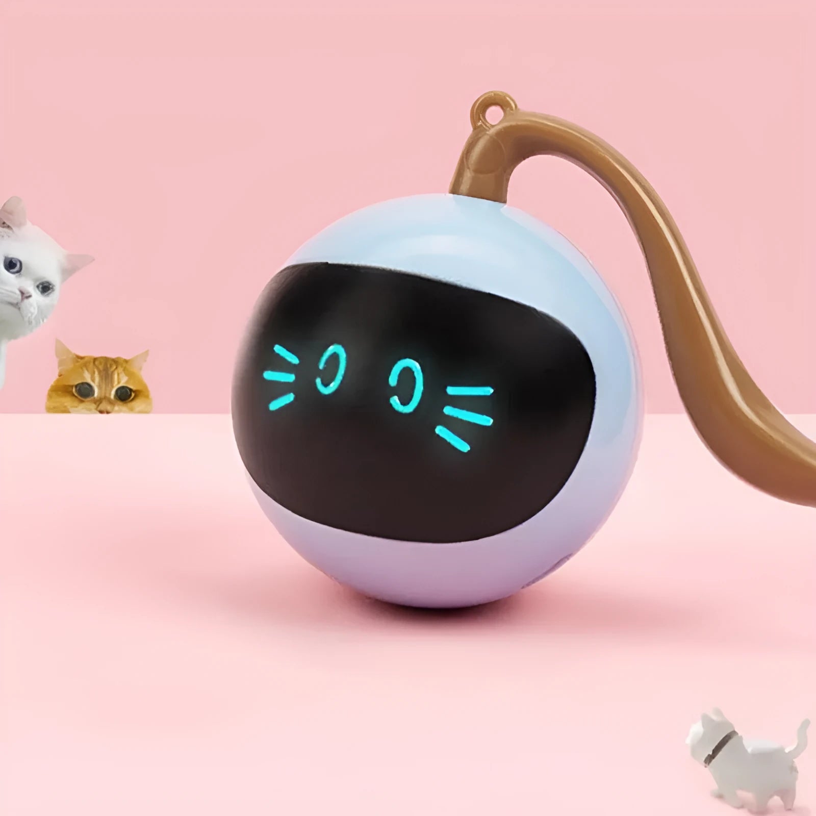 Pet Smart Interactive Colorful LED Rotating Ball for cats, ABS PVC, 48mm ball diameter, black