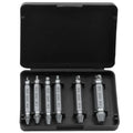 6-piece high speed steel 4341 slip-tooth head screw extractor set on a neutral background