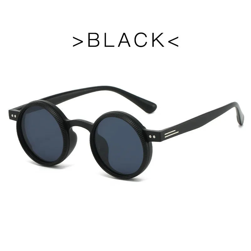 Men's adjustable zoom polarized round frame sunglasses in black for driving and fishing retro style