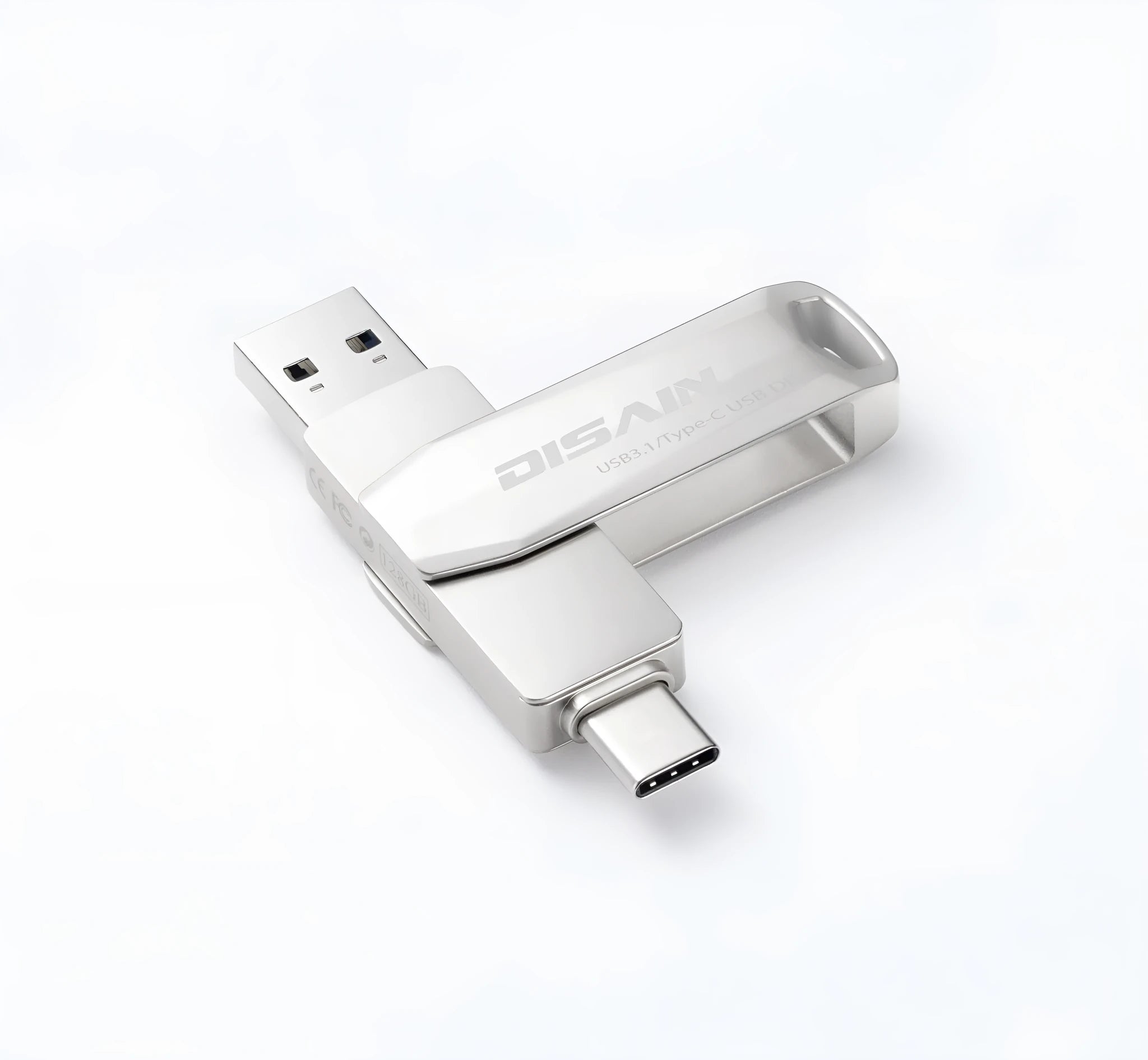 New Typec metal rotating USB 3.0 flash drive in Pearl Nickel with USB-C connector