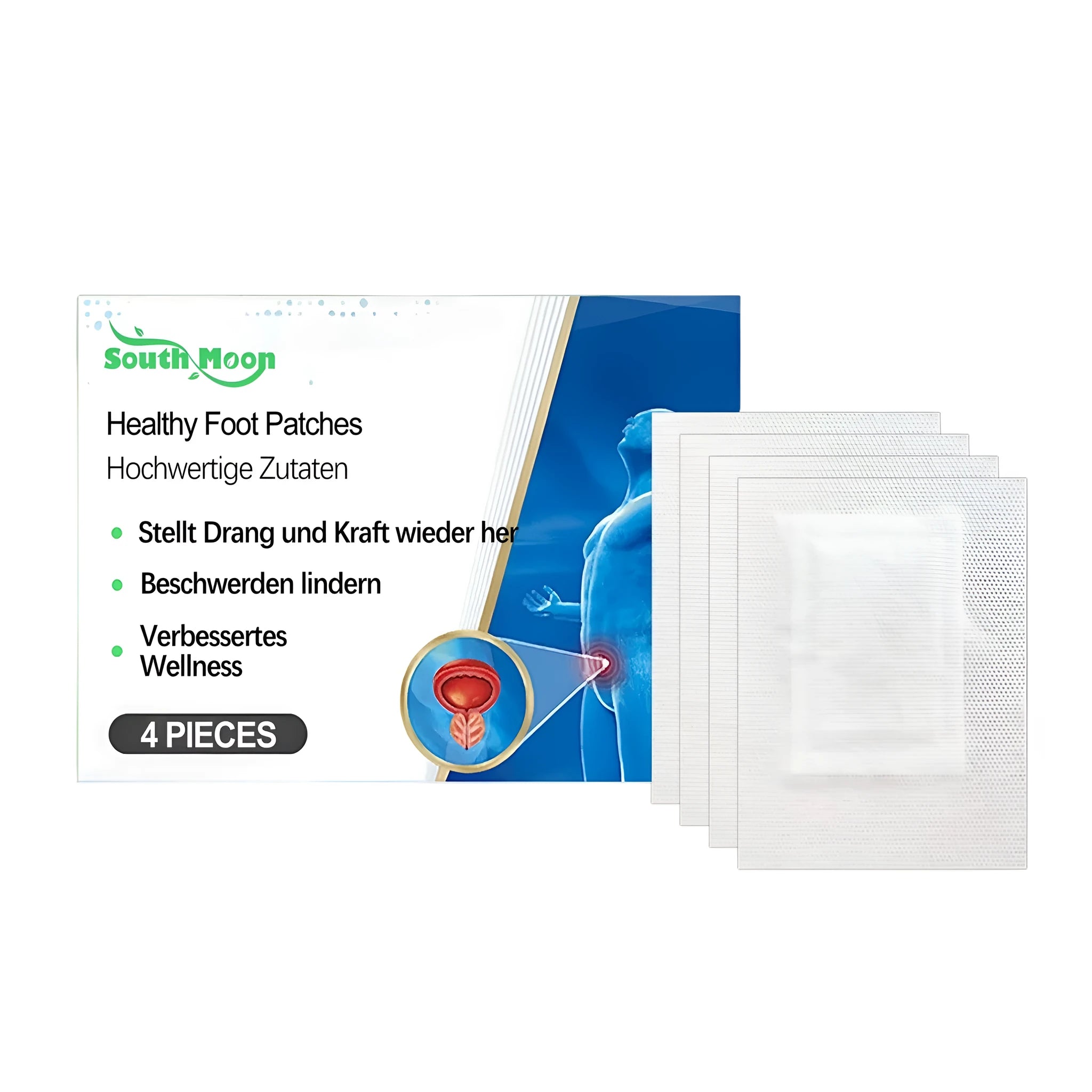 Pack of four healthy foot patches containing ginger, mugwort root, and lavender oil.