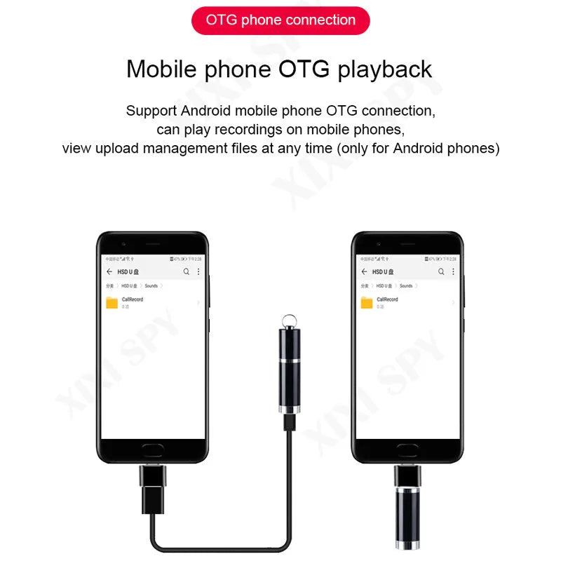 Black Amoi A1 metal digital voice recorder with display and included headset.