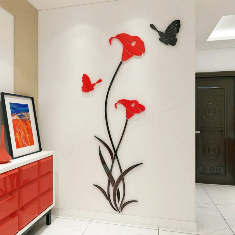 Lily 3D acrylic wall sticker in dimensional design with six colour options and multiple size choices