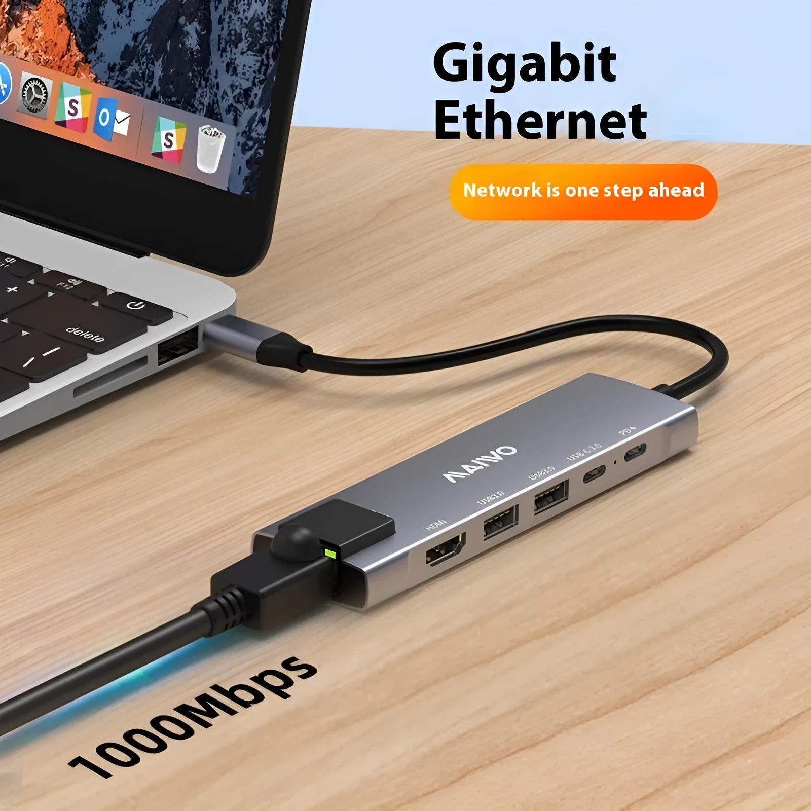 Aluminium Steam Deck docking station with six ports including HDMI, Ethernet, and USB 3.0, shown with a 15cm cable.