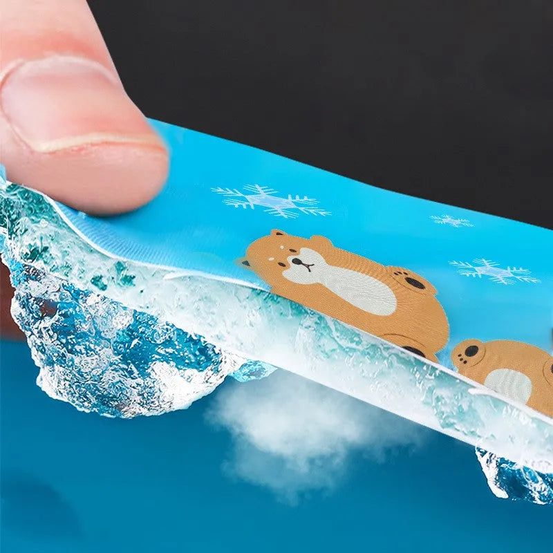 Grey pet ice mat 40x30cm with soft ice gel filling for small kittens and puppies
