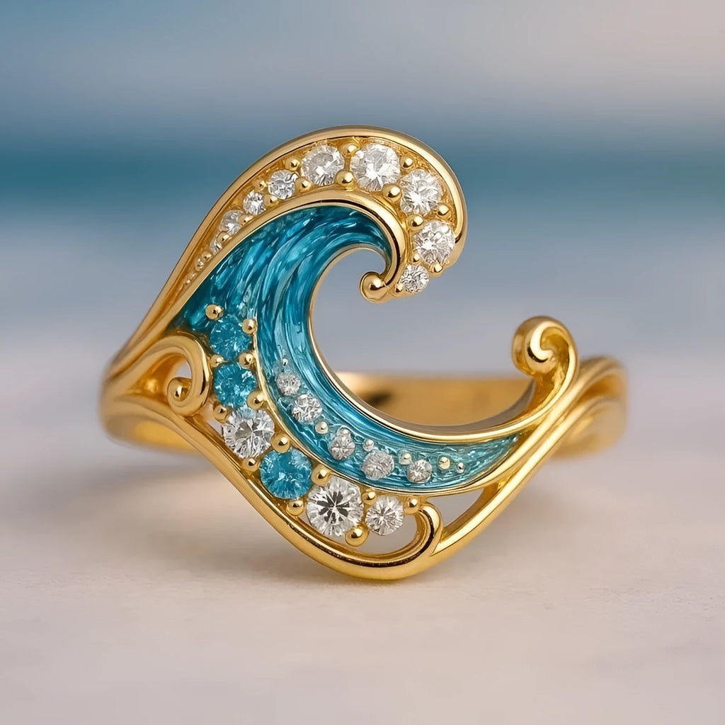 Gold HAILANG series creative ring with micro inlay detail on zinc alloy, women's fashion jewellery