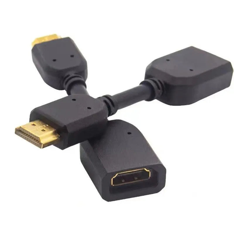 Male To Female HDMI Extension Cable 10cm black with gold plated plug and TPE wire jacket