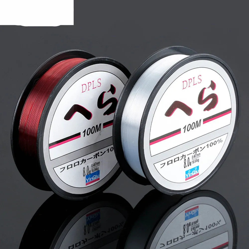 Transparent wine red nylon fishing line on spool, 100 metres, German woven for strength