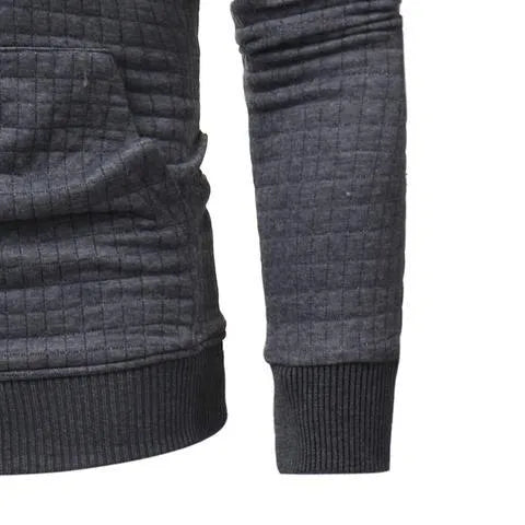 Men's sweatshirt hoodie with arm zipper long sleeve slim top in solid colour, O-neck, cotton poly blend, side view