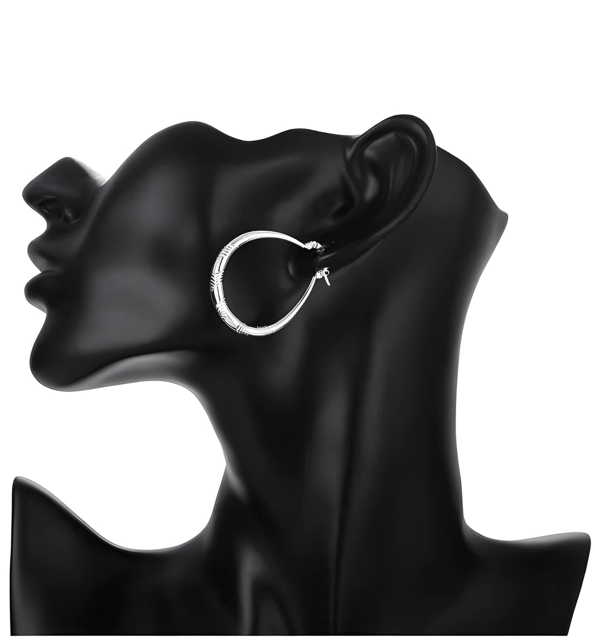 Silver creative hoop earrings with 925 silver plating on copper base, 3.9cm by 3.2cm size