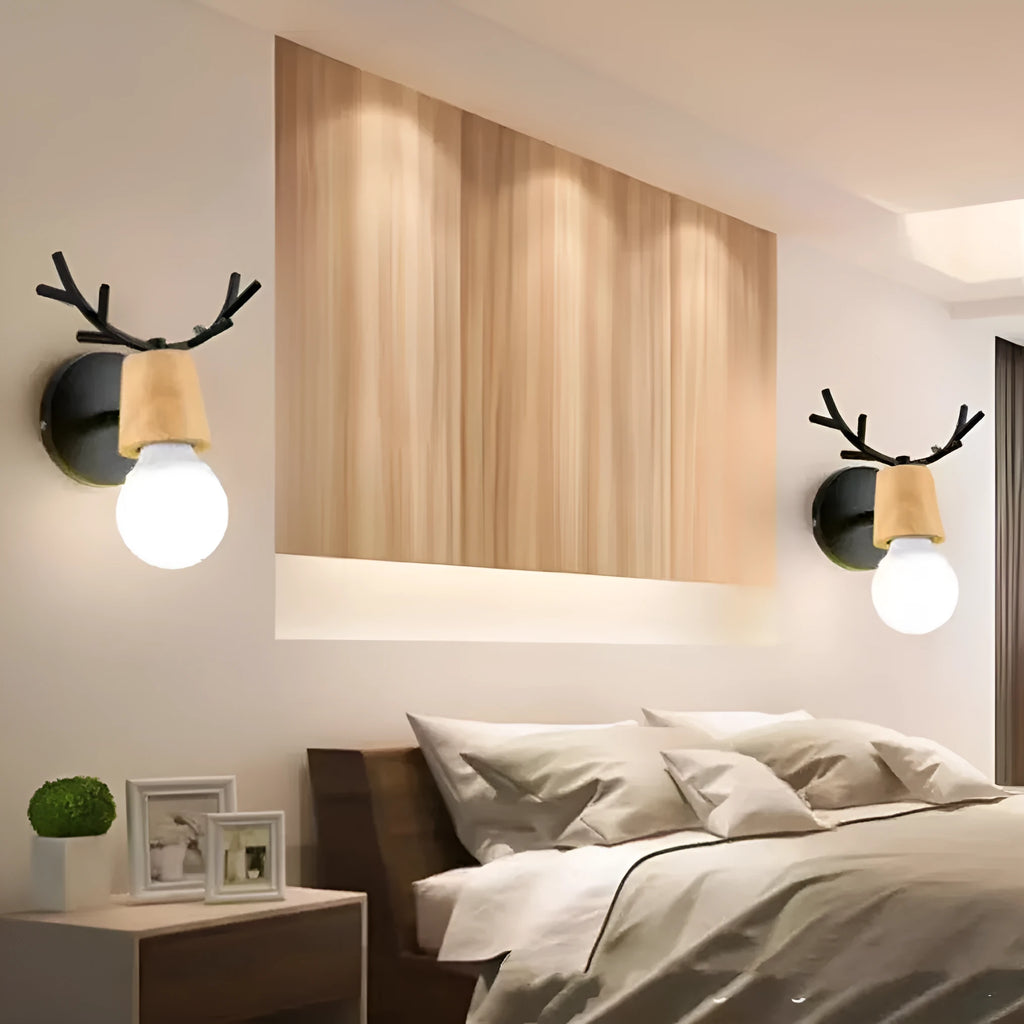 Modern antlers wall lamp in white wrought iron finish for corridor lighting