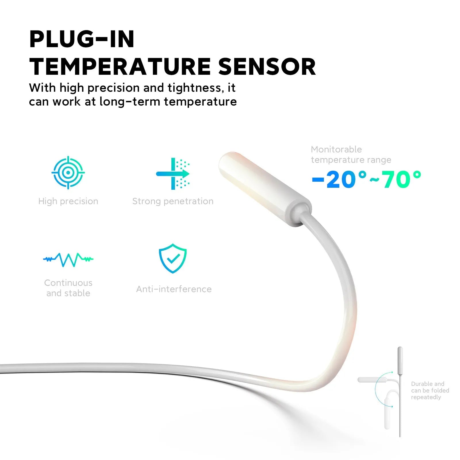 White smart socket with European 2-pin plug showing thermostatic and voice control functionality
