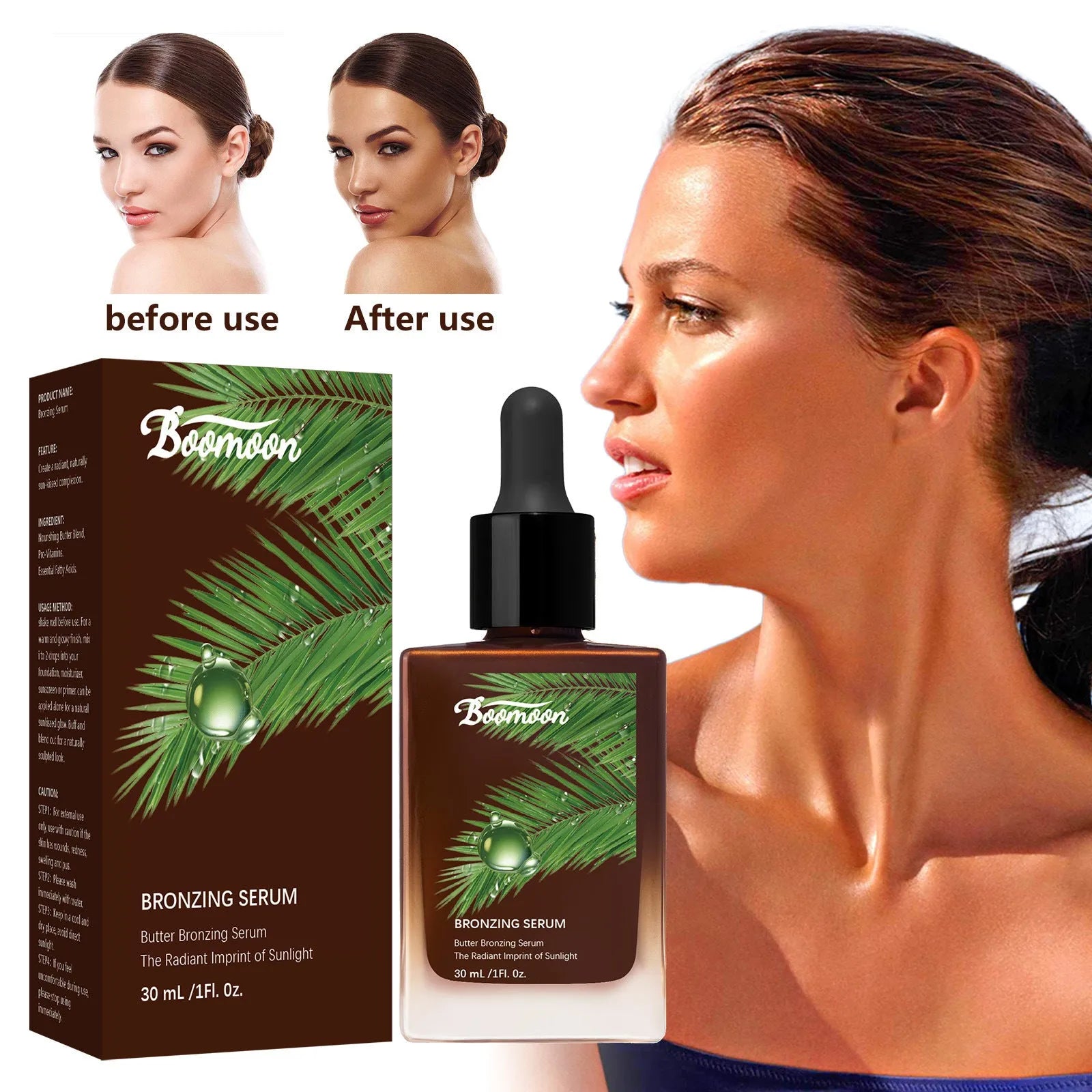 Bronze black 30ml nursing care solution bottle measuring 101mm by 45.3mm