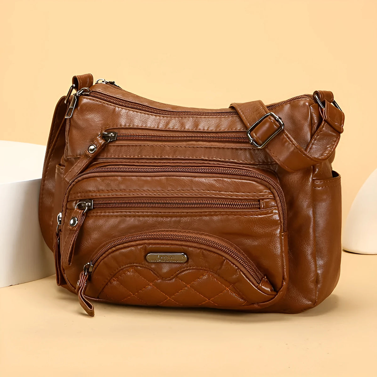 Soft PU leather one-shoulder crossbody bag women horizontal square 26x19x8cm black brown gray wine red