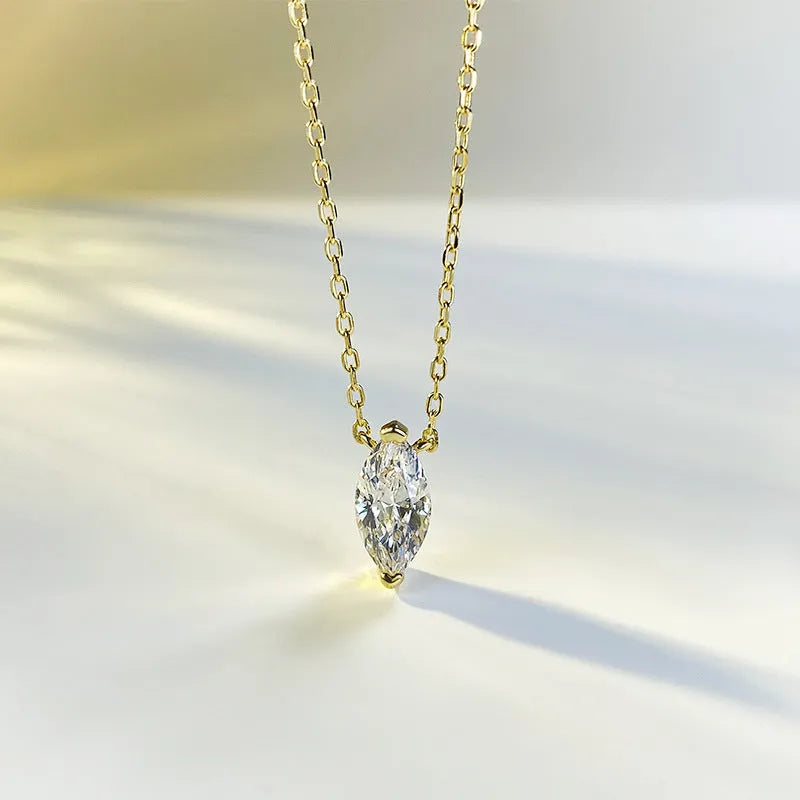 925 silver women's olive diamond twin clavicle chain necklace with electroplated gold or platinum finish