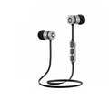 Metal neck-mounted Bluetooth headset with magnetic black earpieces