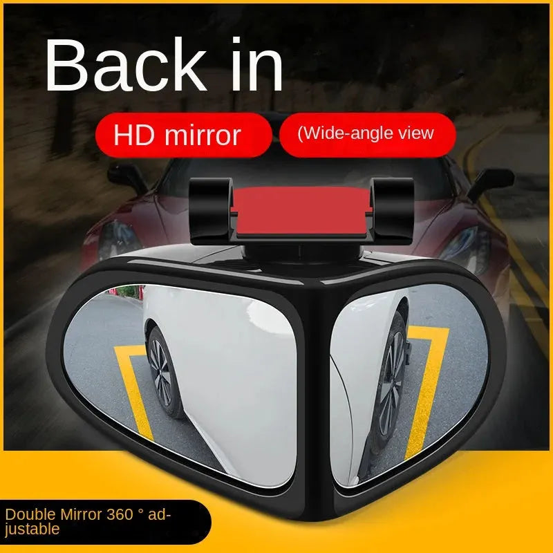 Small round adjustable car reversing mirror with adhesive back, shown in various colours.