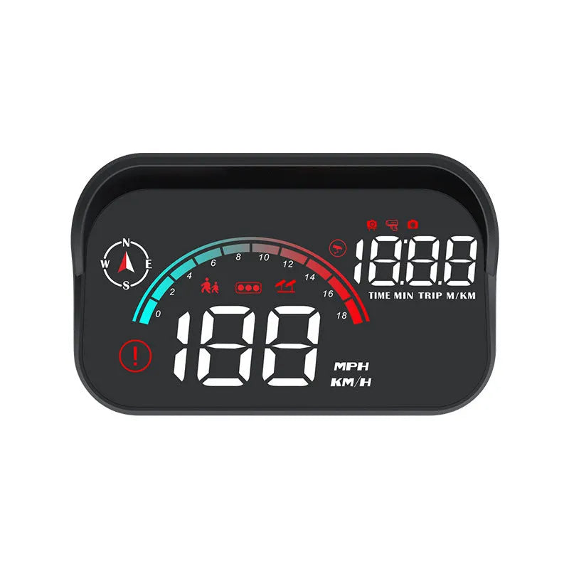 Black head-up display car GPS projector unit for dashboard installation showing speed and compass projection