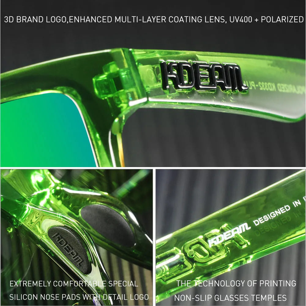 Square polarised sunglasses with TAC lenses and PC frames in multiple colour options