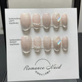 Women's blush armour press-on manicure set showing short nail style in four size options