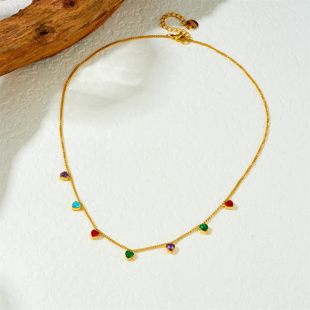 Gold-plated stainless steel heart necklace on adjustable 41-50cm chain