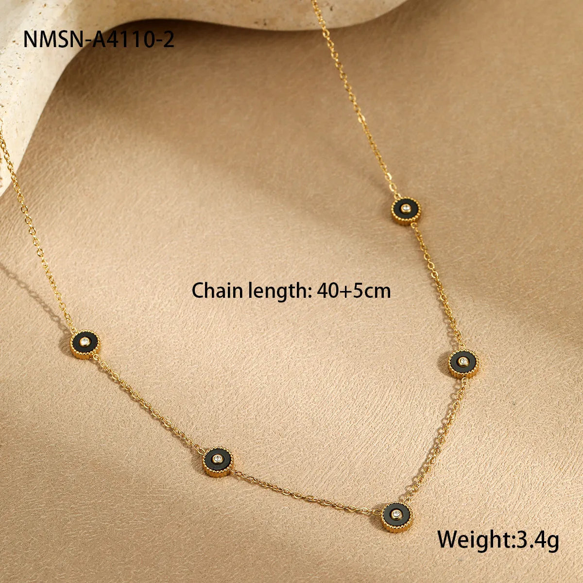 Women's geometric bracelet and necklace set with 18K gold plating on stainless steel
