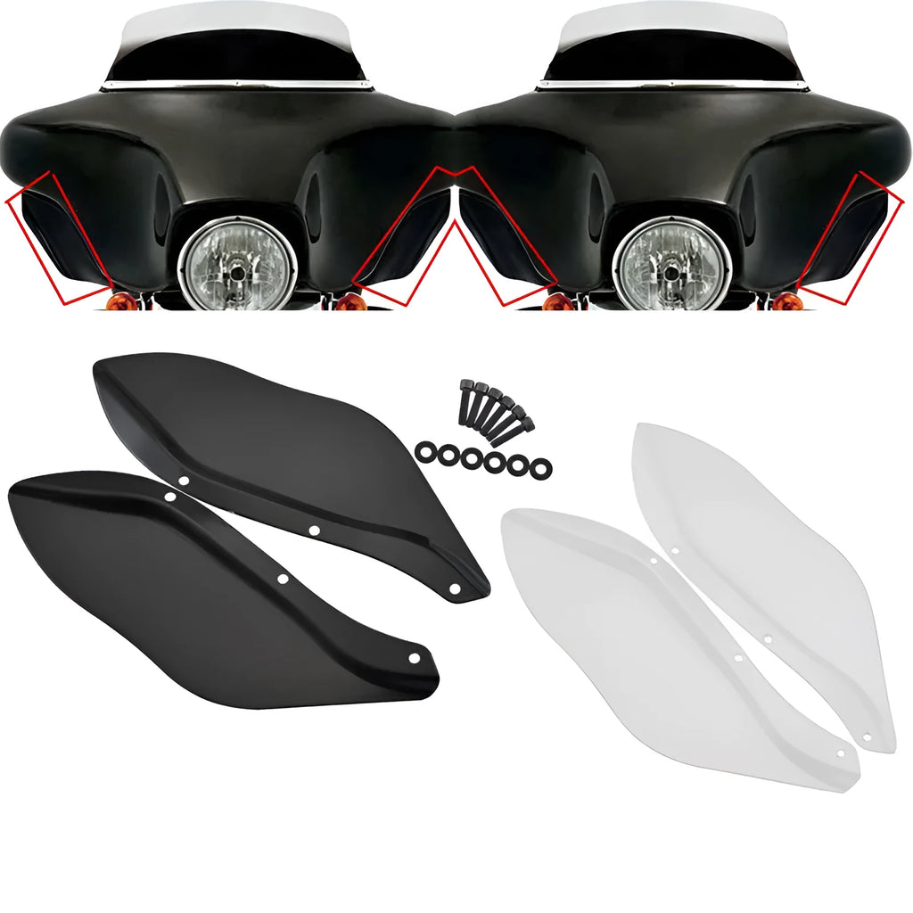 Black and transparent ABS plastic Harley Davidson motorcycle side headlight cover set.