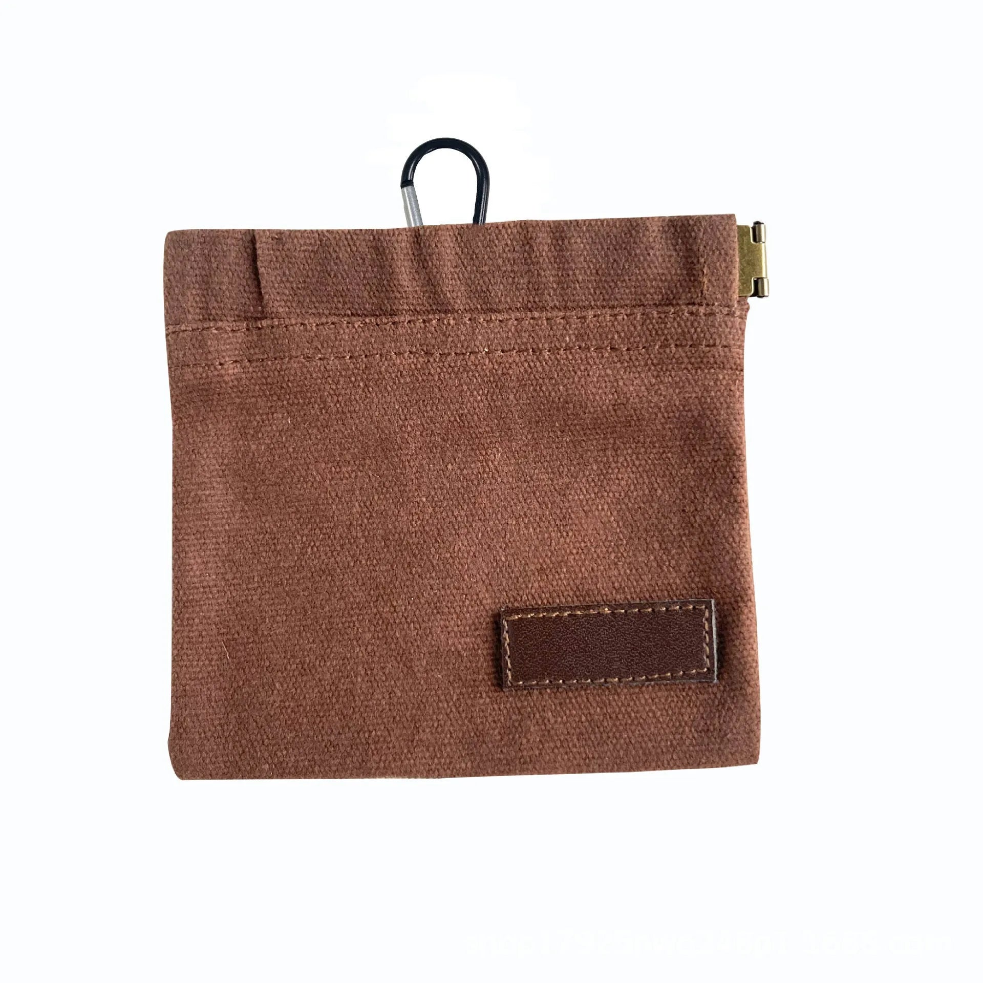 Waxed canvas pet snack bag in Khaki colour, compact treat pouch for dog training outdoors