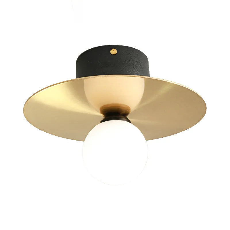 Black Gold modern ceiling lamp with 23cm diameter iron alloy body and ceramic interface on white ceiling