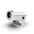White HM400pro barrel portable projector on a table with 720p resolution and 200 ANSI brightness