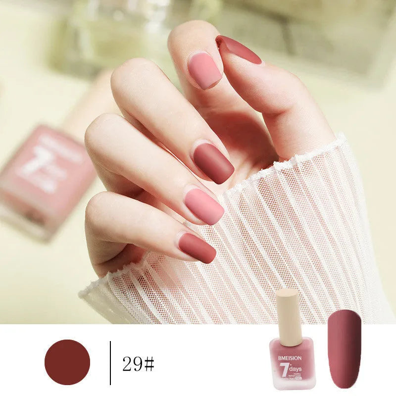 Frosted no-baking quick-drying matte nail polish in 30 colours including nude, wine red, lavender, and grey blue