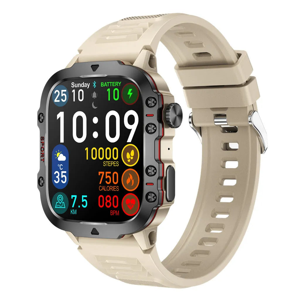 QX11 Smart Bluetooth Watch with TFT touch screen on a wrist, showing health metrics display.