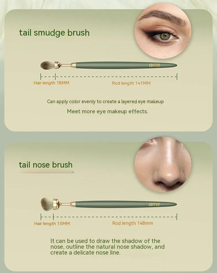 BA 7-piece makeup brush set with beech wood handles and soft bristles on a clean surface