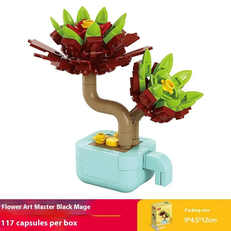 Plastic building blocks flower pot model assembly toy for teenagers