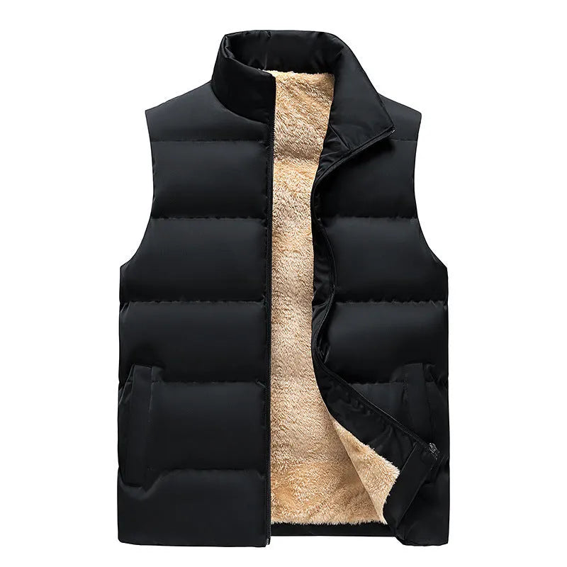 Lambswool men's down cotton vest clip outer wear in solid colour, unhooded, slim fit, polyester fibre
