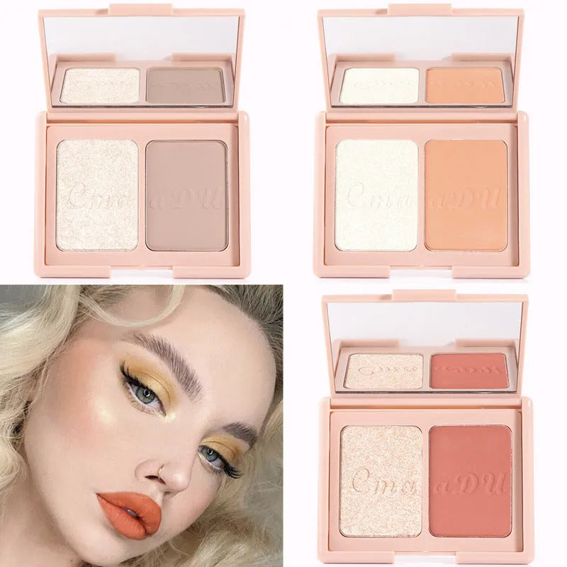 Two-tone blush highlighter and contouring palette 8g 90x70mm with three colour options